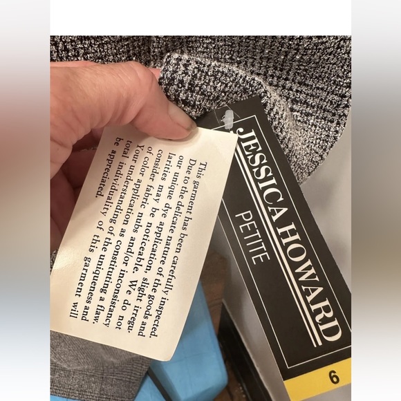 Jessica Howard Petite Black White Tweed Unlined 2 Piece Long Skirt Suit Size 6P. - Picture 10 of 16